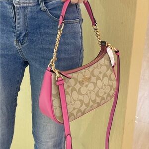 Coach Teri Signature Canvas Hobo Bag